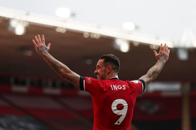Southampton's Danny Ings celebrates his team's second goal against Everton at the St Mary's Stadium. AFP