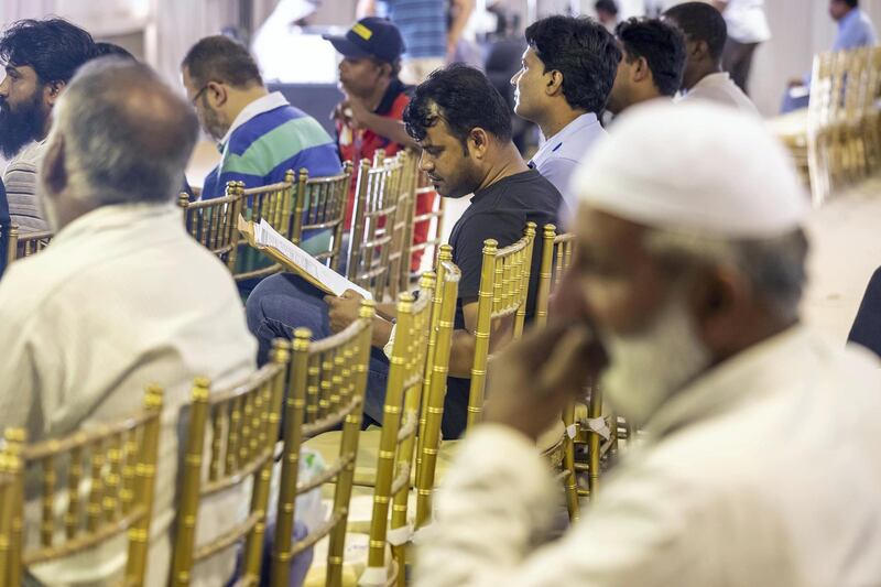 DUBAI, UNITED ARAB EMIRATES. 02 AUGUST 2018. Amnesty applicants at the Visa Amnesty Application Center in Al Awir as part of the three month visa amnesty period granted by the Dubai Government. (Photo: Antonie Robertson/The National) Journalist: Nawal Alramahi. Section: National.