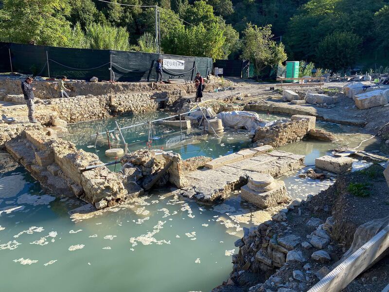 The discovery was made in an ancient Tuscan thermal spring in San Casciano dei Bagni, a hilltop town in the Siena province, about 160 kilometres north of Rome. EPA