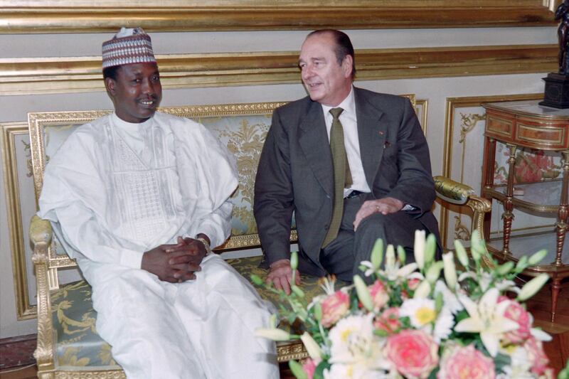 Chad's Head of State Idriss Deby attending a meeting with French President Jacques Chirac as part of his official visit in France, July 3, 1997. AFP