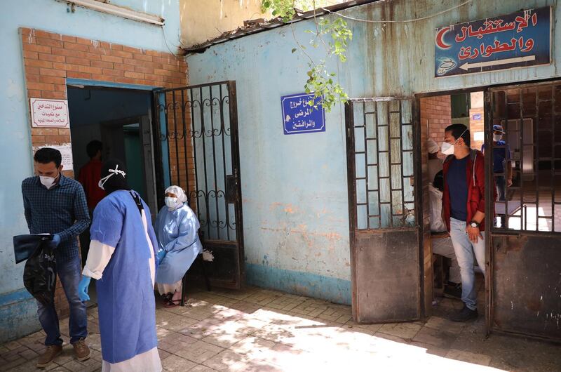 People at the Imbaba Fevers Hospital in Cairo, Egypt. EPA