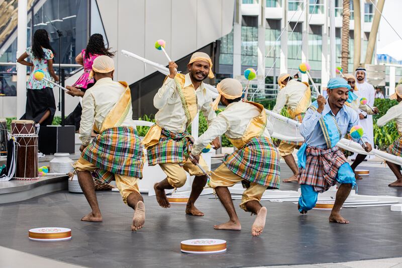 Dancers take to the stage in an energetic performance on the Maldives' national day. Photo: CV / Expo 2020 Dubai