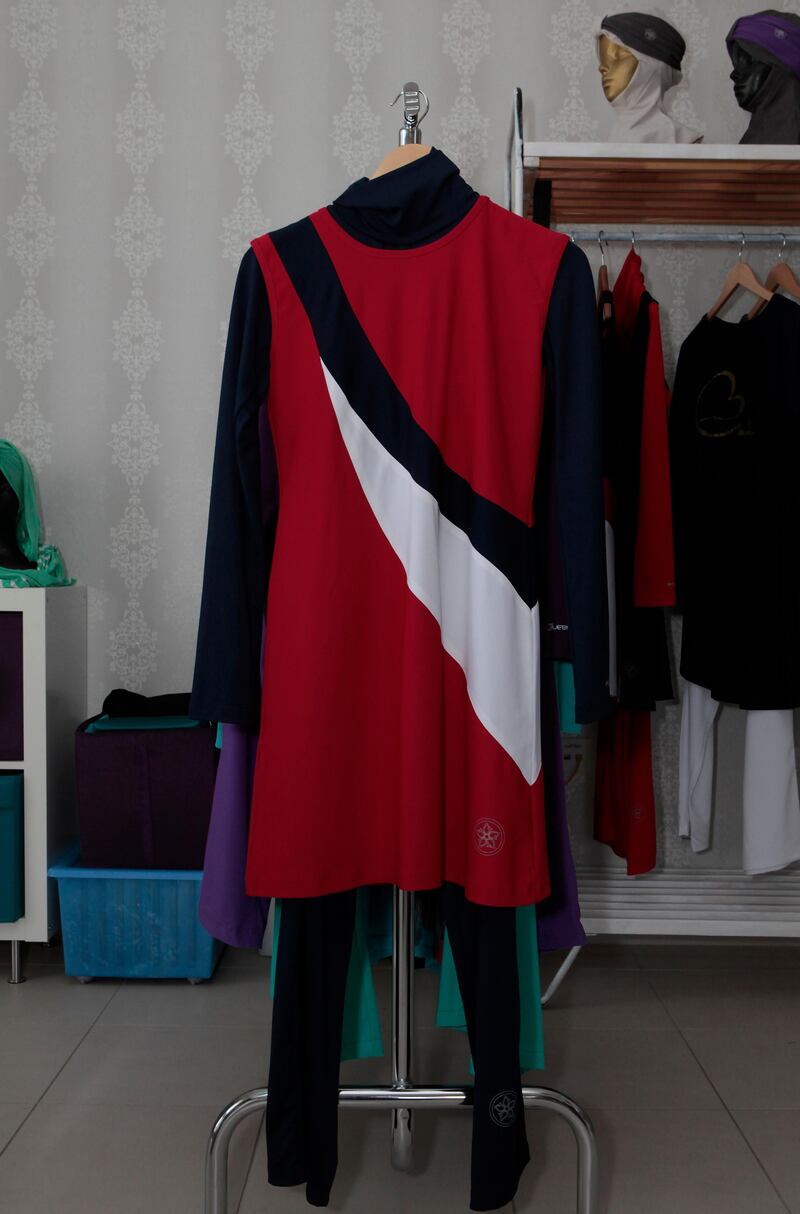 Dubai, United Arab Emirates - April 3, 2013.  Sarah Sillis Muslim sportswear, at her shop.  ( Jeffrey E Biteng / The National )