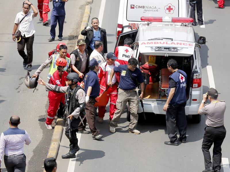 The area has many luxury hotels, and offices and embassies. The other set of explosions were in neighbourhoods where the embassies of Turkey and Pakistan are located. Bagus Indahono / EPA