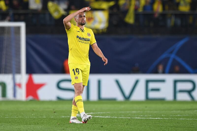 Villarreal's French midfielder Francis Coquelin reacts after his goal was disallowed. AFP