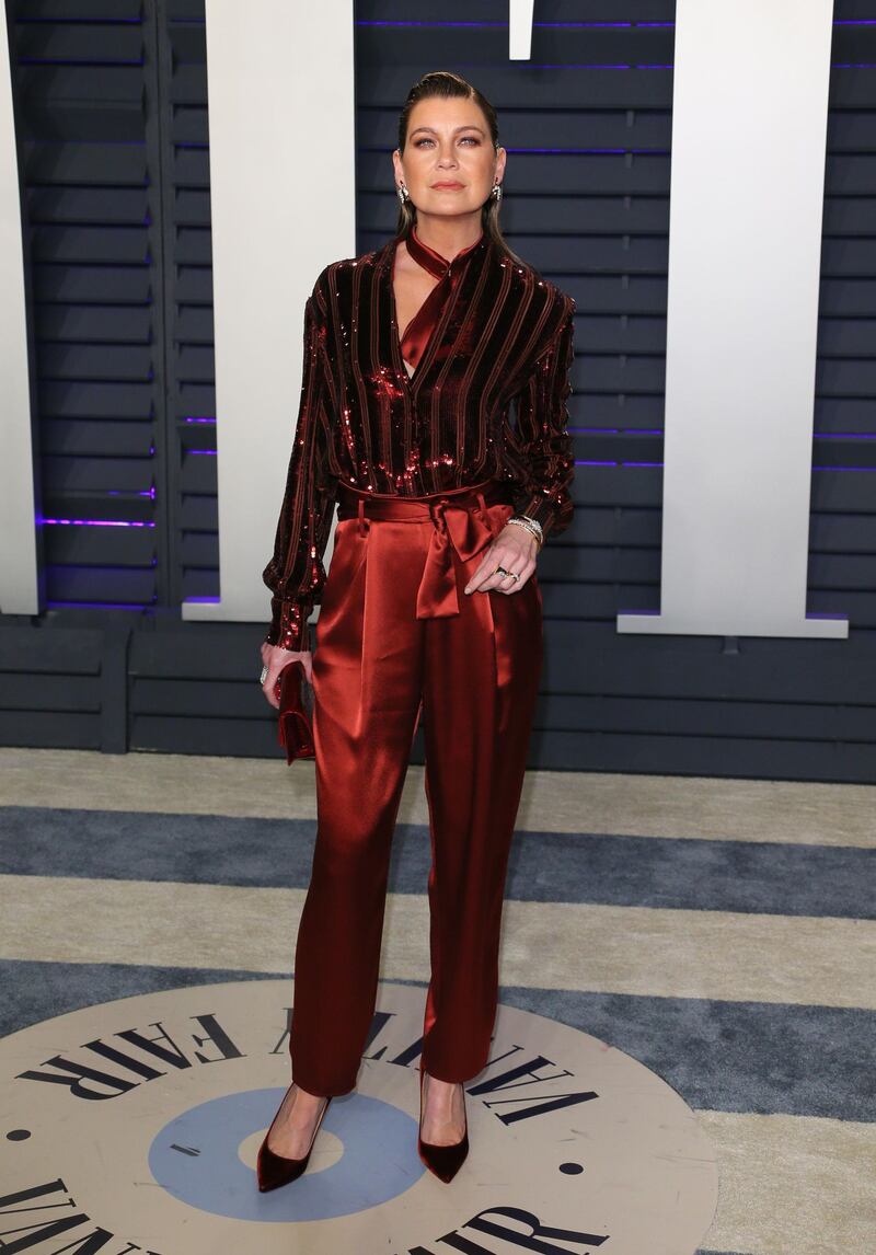 Ellen Pompeo arrives at the 2019 Vanity Fair Oscar Party. AFP