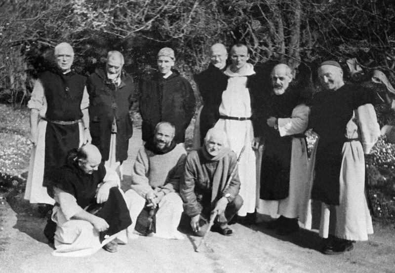 (FILES) An undated file photo shows the seven French Trappist monks of the Tibhirine Notre-Dame de l'Atlas monastery of Medea.  / AFP / -
