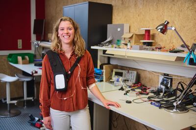 A woman wears an Ivvy device. James Dyson Award