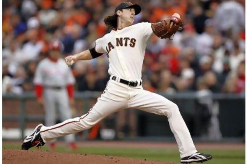 Pitcher Tim Lincecum, is one of several larger-than-life personalities at the San Francisco Giants, winners of the World Series. Danny Moloshok / Reuters