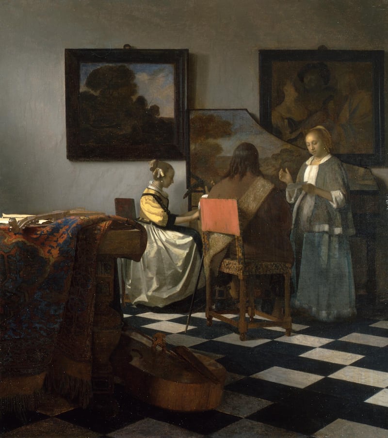 A detail from Johannes Vermeer's 'The Concert', which was stolen from Boston's Isabella Stewart Gardner Museum in 1990