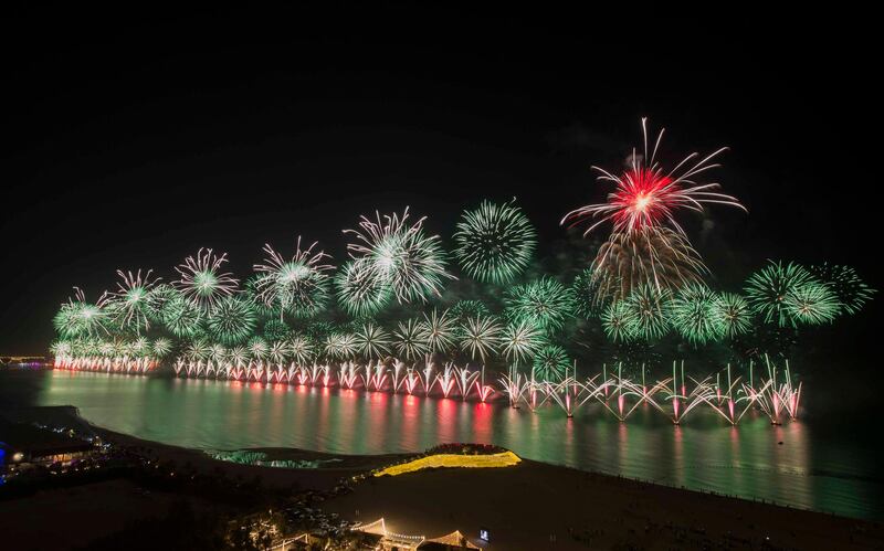 Ras Al Khaimah, United Arab Emirates: Fireworks at Waldorf Astoria, Al Hamra Island, RAK.  Leslie Pableo for The National