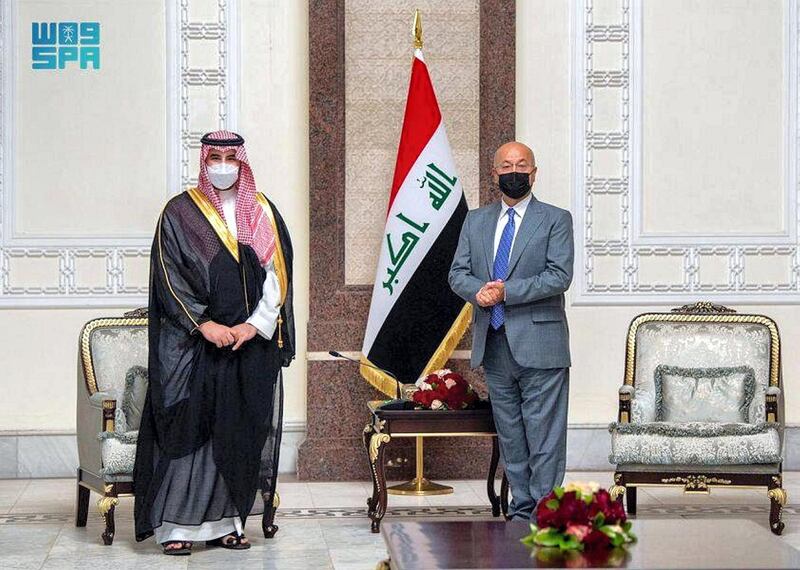 Prince Khaild bin Salman Visits Iraq, Meets with Heads of Three Presidencies, 