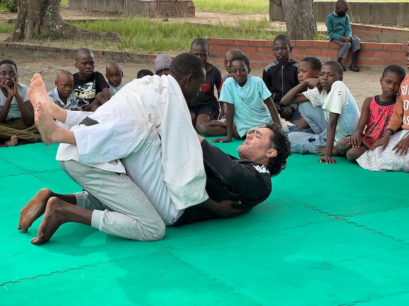 Cezar Takeyoshi Ikeharara teaches jiu-jitsu to children at an orphanage on the outskirts of Harare, Zimbabwe.  All photos: Tim Albone