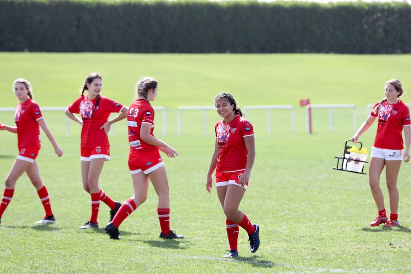 Dubai Tigers  U19 Girls at the HSBC Rugby Festival, The Sevens Stadium in Dubai. 