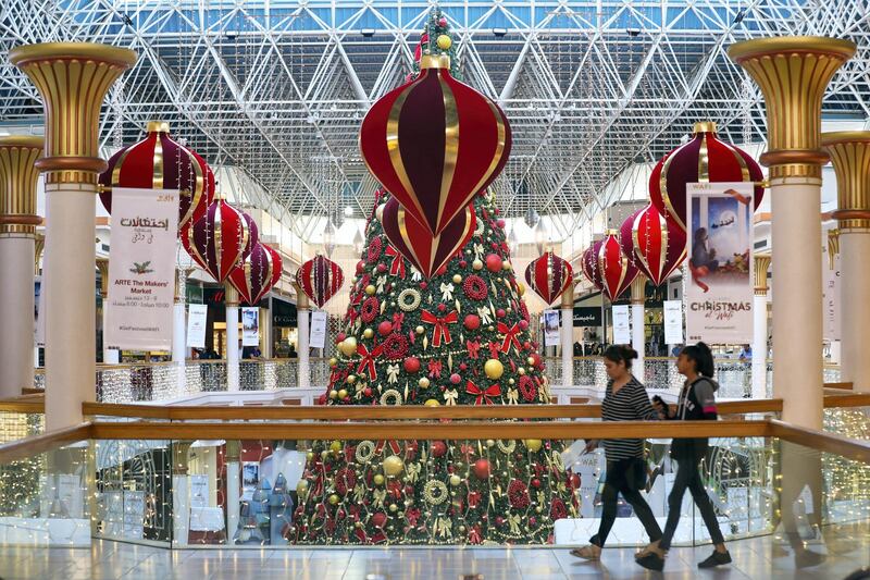 Dubai, United Arab Emirates - December 21st, 2017: Christmas shopping at Wafi Mall. Thursday, December 21st, 2017 at Wafi Mall, Dubai. Chris Whiteoak / The National