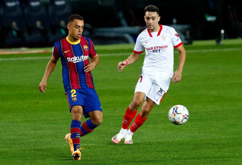 Sergino Dest (Alba 75). N/A – The first American player to play for Barcelona’s first team and the fifth US international to play in La Liga, he looked lively when he came on and set up Messi for a strike at goal from 25 yards. AP Photo