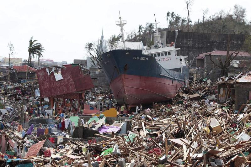 Tacloban city, where barely a building remains. Aaron Favila / AP

