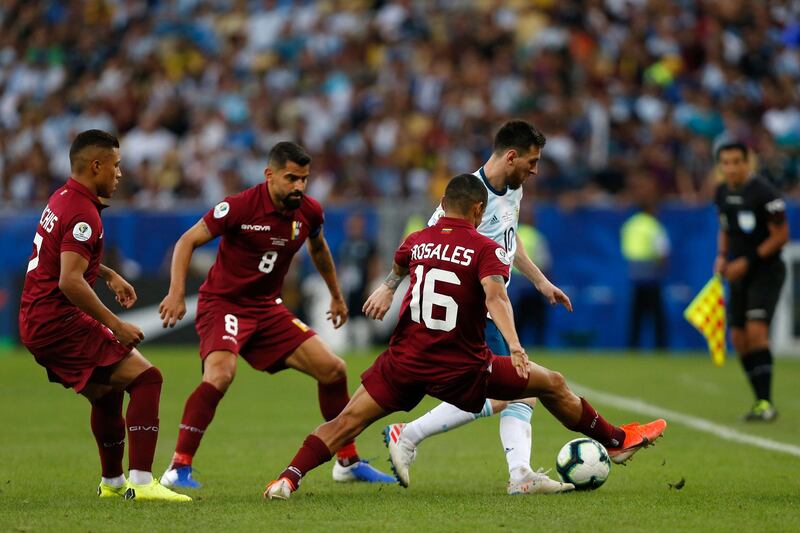 Lionel Messi in action against Venezuela during the Copa America Brazil 2019 quarter-final. Getty Images