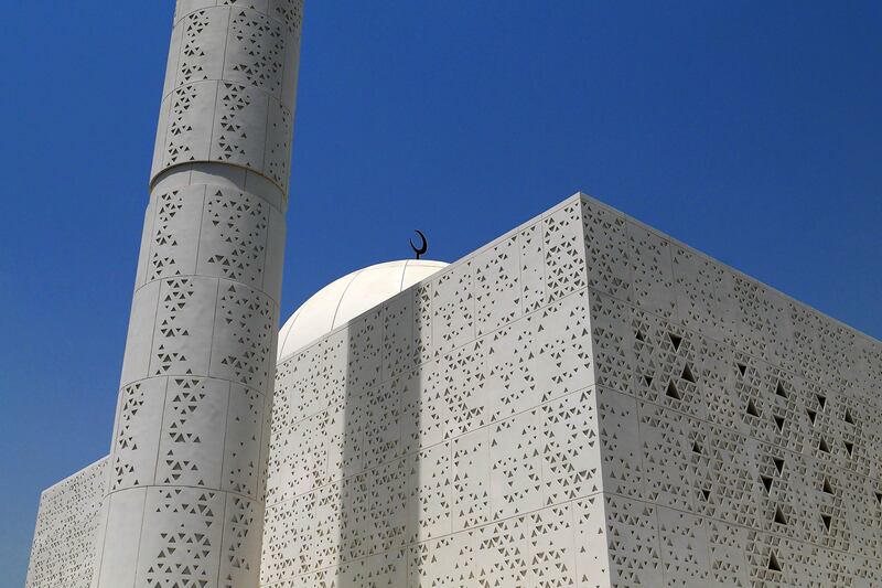 The Mosque of Light in the Al Quoz industrial area in Dubai. The mosque is also known as Mohammed Abdulkhaliq Gargash Masjid.