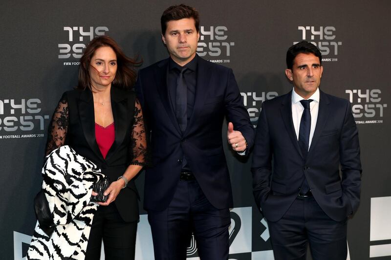 Tottenham Hotspur Manager, Mauricio Pochettino, centre, arrives on the Green Carpet ahead of The Best FIFA Football Awards. Getty Images