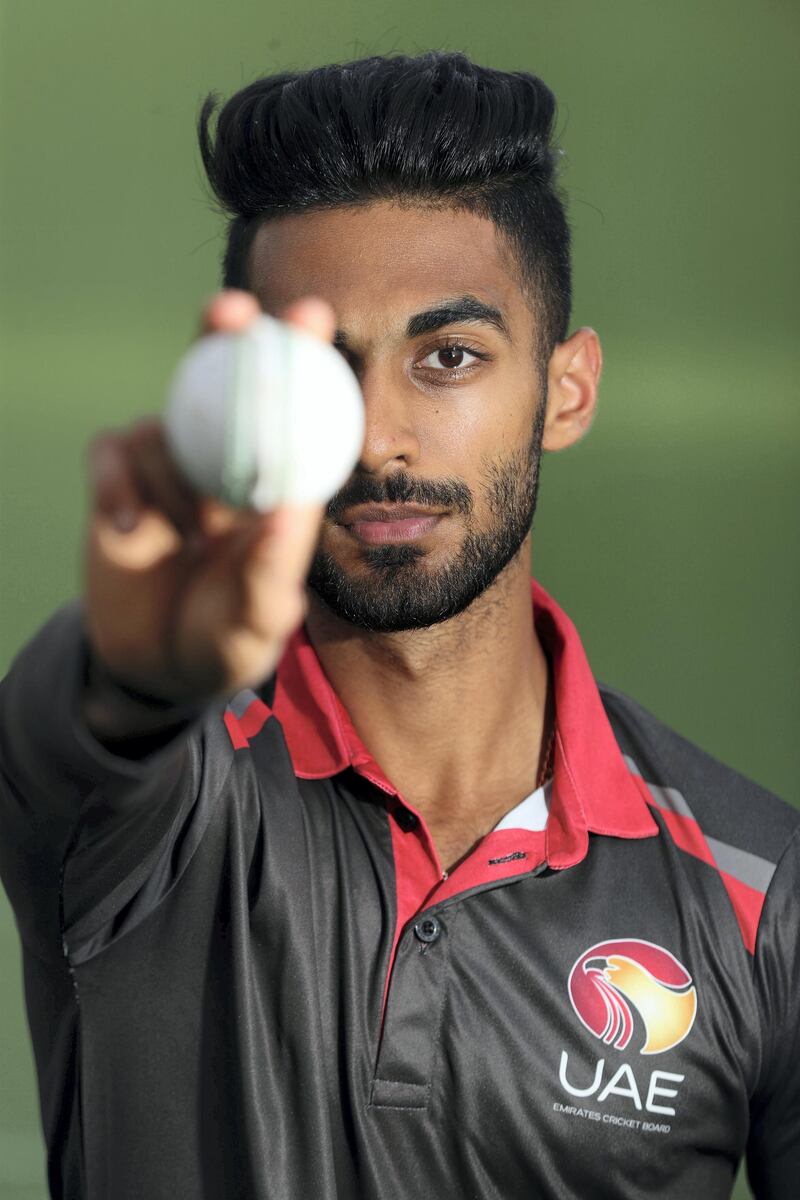 Dubai, United Arab Emirates - Reporter: Paul Radley. Sport. Cricket. Ansh Tandon training ahead of trip to the IPL to train with Punjab Kings. Wednesday, March 17th, 2021. Dubai. Chris Whiteoak / The National