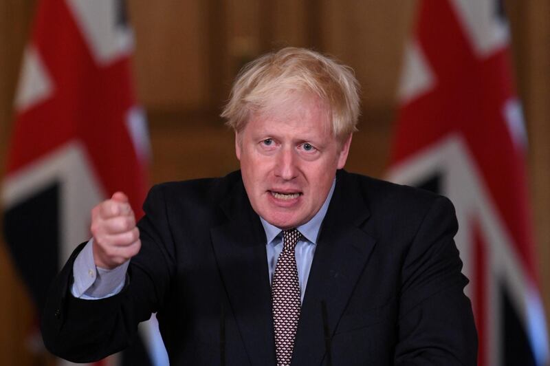 FILE PHOTO: Britain's Prime Minister Boris Johnson speaks during a virtual news conference on the ongoing situation with the coronavirus disease (COVID-19), at Downing Street, London, Britain September 9, 2020. Stefan Rousseau/Pool via REUTERS/File Photo