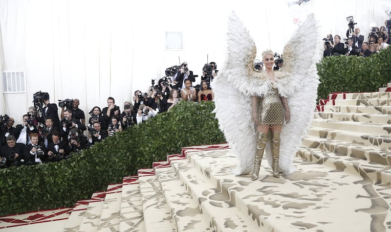 Katy Perry in Versace at the 2018 Met Gala. EPA