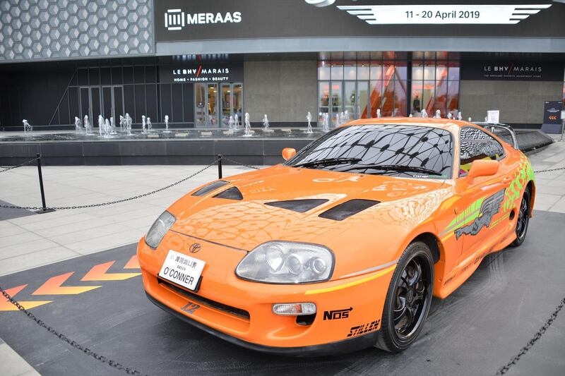 A Toyota Supra from the first Fast and Furious film, rebuilt in memory of lead actor Paul Walker.