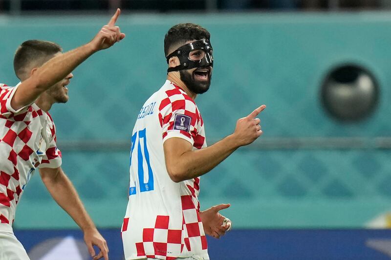 Croatia's Josko Gvardiol celebrates after opening the scoring. AP