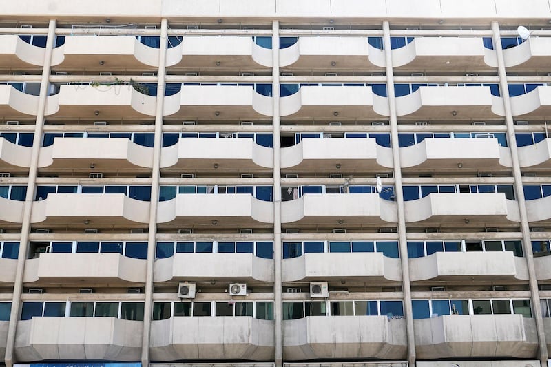 DUBAI, UNITED ARAB EMIRATES , June 4 – 2020 :- Outside view of the Al Moosa Building in Bur Dubai area in Dubai. The architecture design of these old building are very different as compare to modern buildings.  (Pawan Singh / The National) For Photo Feature/Online/Instagram.