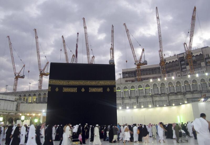 Construction cranes are seen as Muslims circle the Kaaba and pray during Umrah, at the Grand Mosque in Mecca on January 6, 2013. The area surrounding the Grand Mosque is currently undergoing an expansion to accommodate more pilgrims, according to local media. Reuters