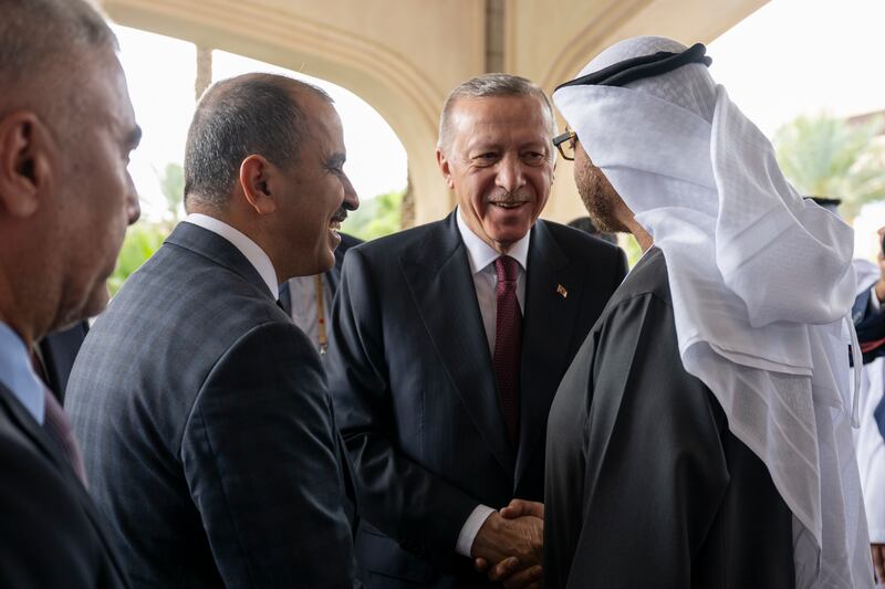 Mr Erdogan went on to reaffirm his support for an independent Palestinian state in a speech to the summit at Madinat Jumeirah, Dubai. Abdulla Al Neyadi / Presidential Court 

