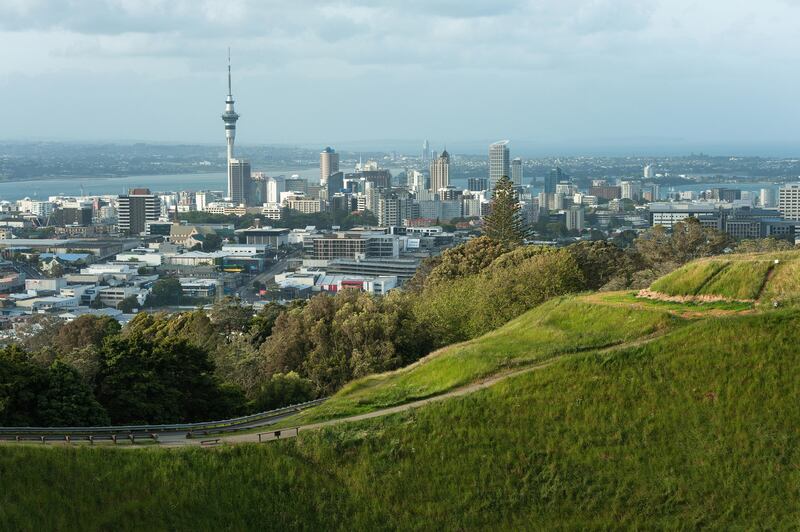 landscape of Mount eden view point in Auckland City, New Zealand. Getty Images