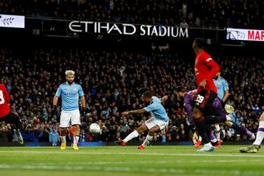 Manchester City's Raheem Sterling misses a chance to score. Reuters/Jason Cairnduff 