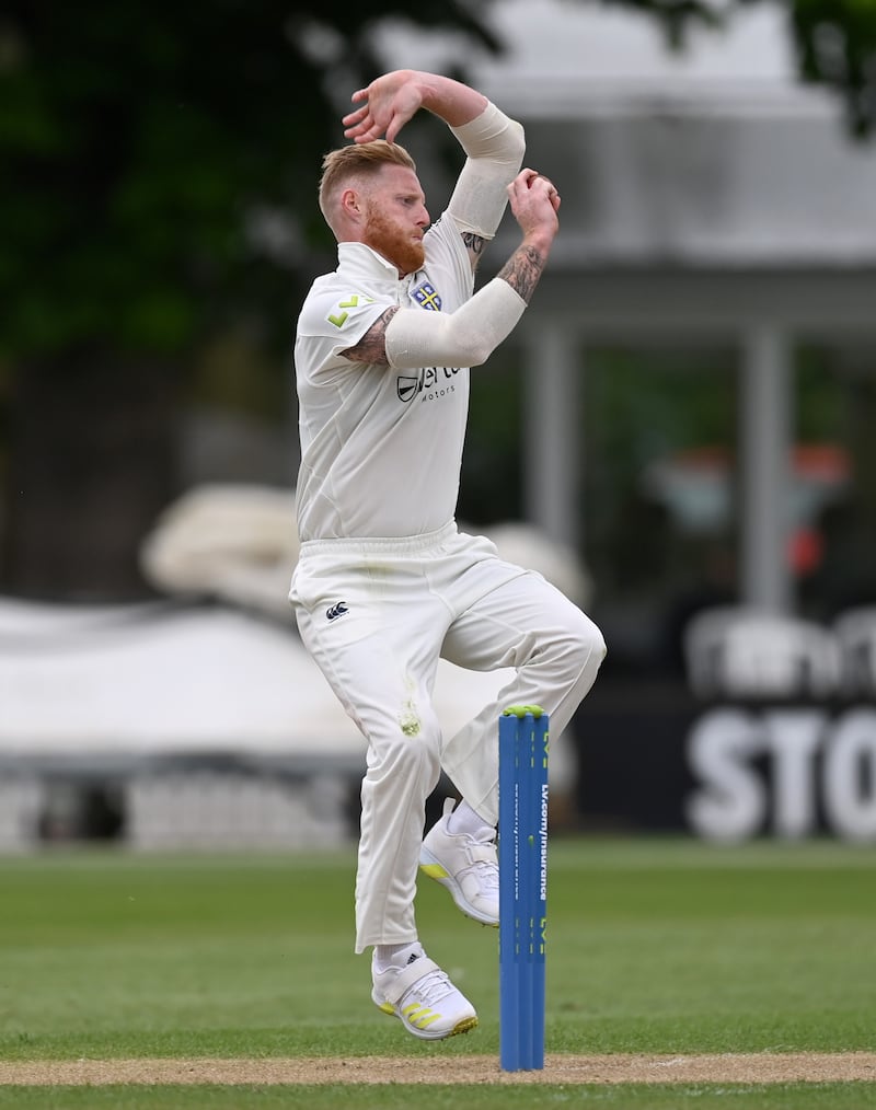 Ben Stokes bowls at New Road. Getty