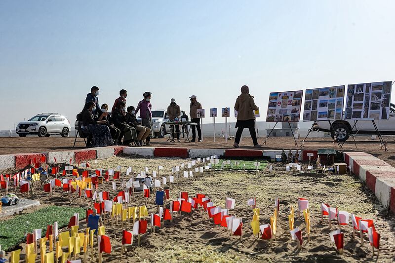 A workshop for Iraqi children to explain the dangers of unexploded ordnance and what to do should they come across a landmine or other suspect object. AFP