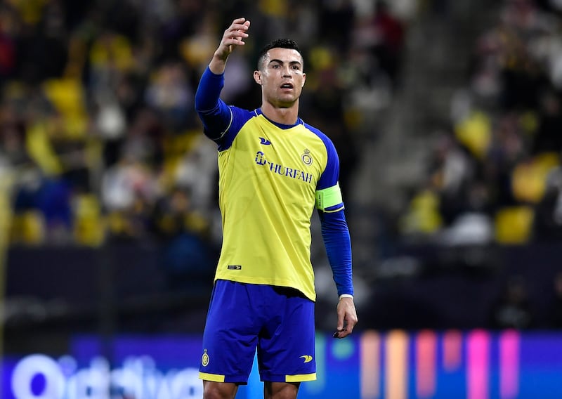 Al Nassr's Cristiano Ronaldo reacts during the match. EPA