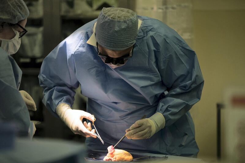 Surgeon at work during the UAE's first full heart transplant operation. Courtesy Cleveland Clinic Abu Dhabi