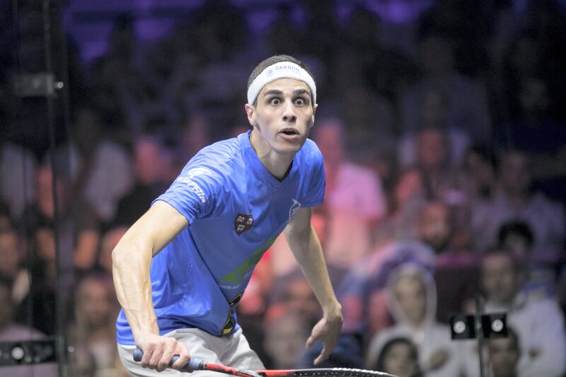 DUBAI, UNITED ARAB EMIRATES - JUNE 10, 2018. 

Egypt's Mohamed ElShorbagy, orange, has defended his crown after coming back from a game down to beat compatriot and World No.2 Ali Farag, blue, to complete a thrilling day of final action in Dubai.

The finals of the ATCO PSA Dubai World Series Finals today saw the world’s top four players in two all-Egyptian battles.

In the women's match, Egypt’s World No.1 Nour El Sherbini, has taken the honors in the women’s ATCO PSA Dubai World Series Finals after overcoming compatriot Raneem El Welily, by a 3-1 margin inside Emirates Golf Club.

(Photo by Reem Mohammed/The National)

Reporter: Amith Pasath
Section: SP
