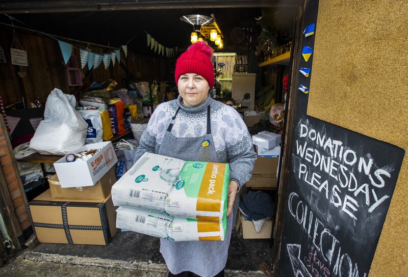 Smokey Deli owner Monika Rawson, who has been living in Northern Ireland since moving from Poland, has created a drop-off point at her restaurant in east Belfast for donations.