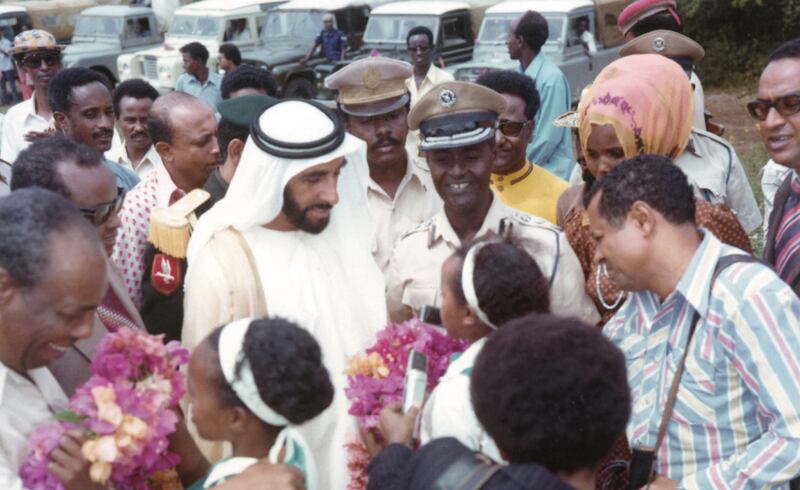 Sheikh Zayed during a visit to Somalia in August 1976.