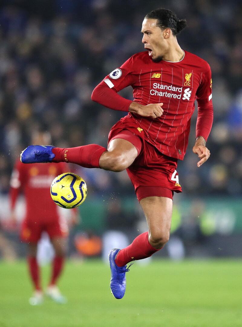 Virgil van Dijk during the match against Leicester City on Thursday. Getty Images