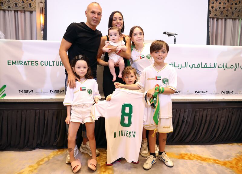 Andres Iniesta with his family in Ras Al Khaimah after signing for Emirates Club