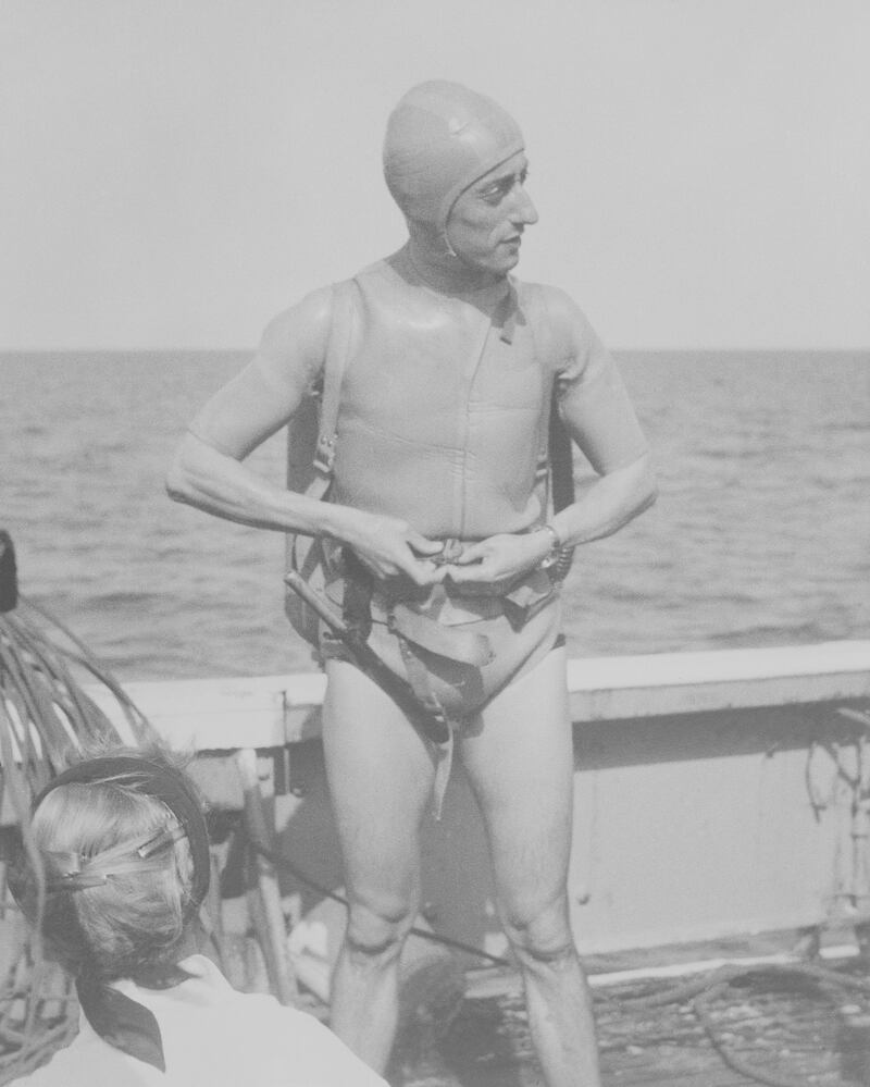 Jacques Cousteau on board 'Calypso' in the Gulf in 1954. Photo: BP Archive