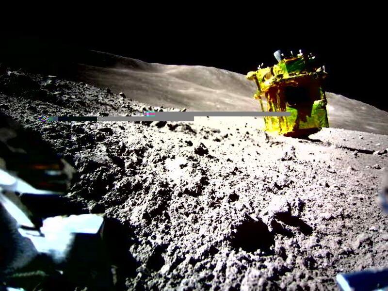 New images show Japan's 'Slim' Moon lander upside down on the lunar surface. Photo: Jaxa