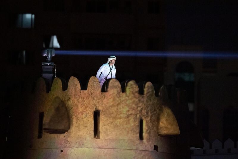 ABU DHABI, UNITED ARAB EMIRATES - December 05, 2018: Performers participate in a show during the opening of Qasr Al Hosn. 

( Hamad Al Kaabi / Crown Prince Court - Abu Dhabi )
---