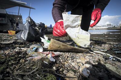 PLYMOUTH, ENGLAND - AUGUST 08:  Volunteers collect plastic rubbish and waste washed up on the beach besides the University of Plymouth's Marine Station as they take part in a awareness-raising event organised by the all-female eXXpedition crew who are preparing to sail around Britain to highlight plastic in the oceans on August 8, 2017 in Plymouth, England. In a pioneering sailing expedition, starting and finishing at the University of Plymouth's Marine Station, a diverse group of women will collect water samples to measure for micro-plastics and other toxic chemicals, as well as hold events in the various ports that they sail to including Cardiff, Belfast, Arran, Stornaway, Edinburgh, London and Plymouth.  (Photo by Matt Cardy/Getty Images)