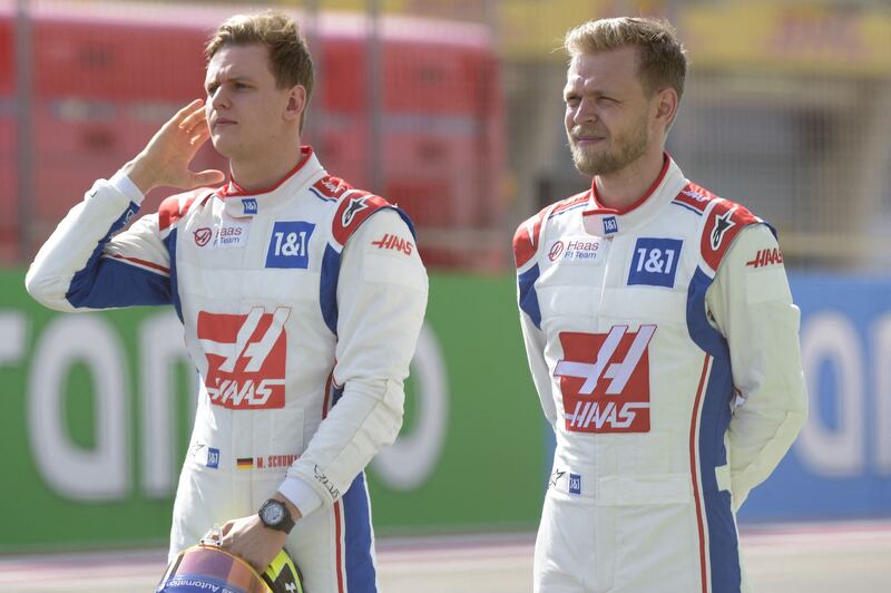 Haas drivers Mick Schumacher and Kevin Magnussen. AFP