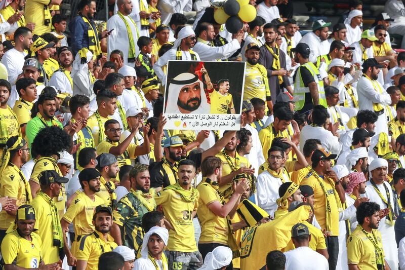 Abu Dhabi, UAE.  May 3, 2018.   President's Cup Final, Al Ain FC VS. Al Wasl.  The Al Wasl fans before the match.
Victor Besa / The National
Sports
Reporter: John McAuley