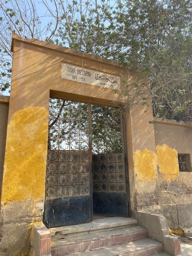 The red cross and the word "demolition" on the wall's of Taha Hussein's tomb have now been painted over. Photo: Maha Aon